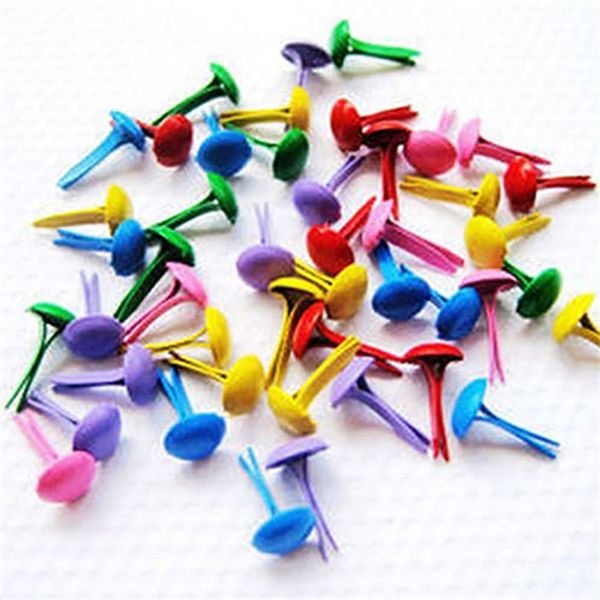 

new 100pcs mixed color scrapbooking card making craft diy round mini iron brads