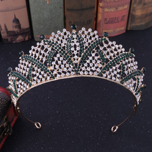 

diezi baroque luxury gold silver crown bridal wedding hair accessories party gift crystal crowns tiaras diadem girls headbands, Golden;white