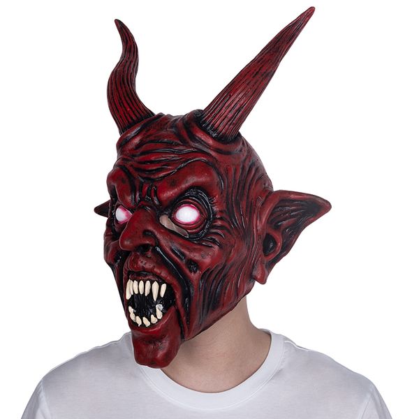 

scary costume horn mask horror party cosplay halloween latex scary horns red devil mask for party cosplay