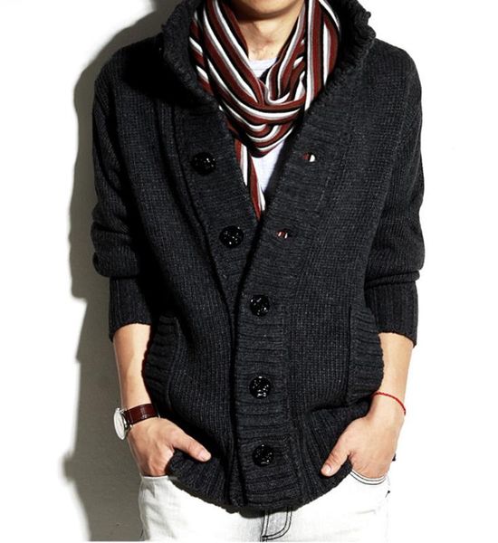 

2019new thick new fashion brand sweater for mens cardigan slim fit jumpers knitwear warm autumn korean style casual clothing men, White;black