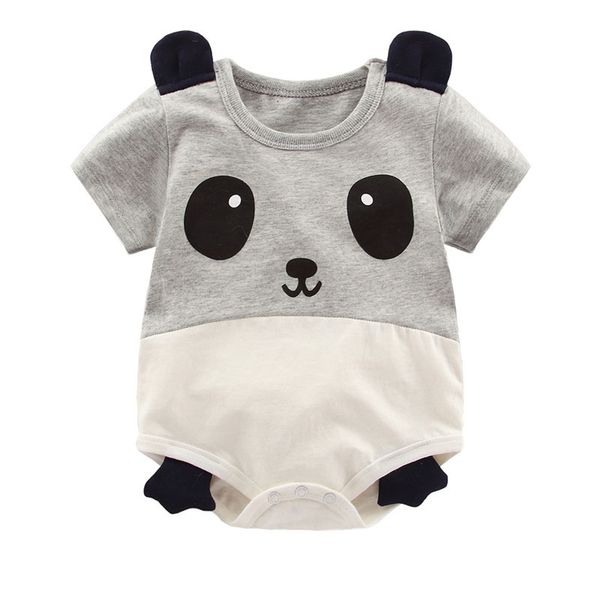 

baby summer cotton cartoon animal short sleeve rompers cute panda milk cow pig newborn baby jumpsuits clothes, Blue