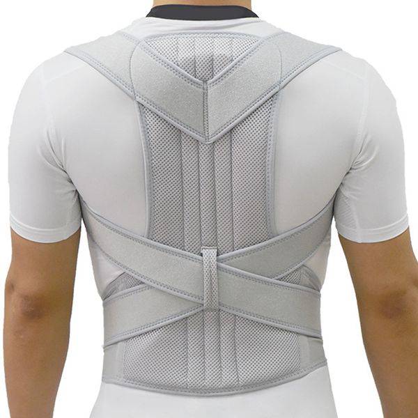 

back support adjustable posture corrector brace belt spine shoulder lumbar correction women and men xxl, Black;blue