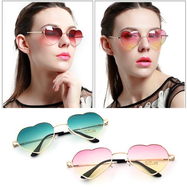 

womens love heart shape lens sunglasses eyewear eye glasses shades metal frame stylish boho lolita party festival fancy, White;black