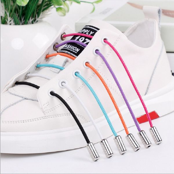 

new shoe laces men women shoes lace kids sneakers locking shoelaces quick metal shoelace lazy shoe laces creative, Black