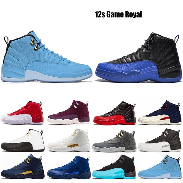 

2020 mens 12s basketball shoes game royal gym red fiba michigan dark grey the master flu game taxi sports sneaker trainers size 7-13