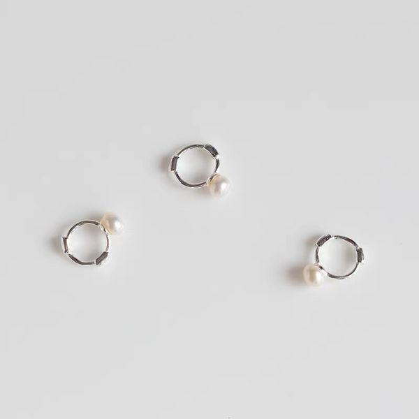 

s925 sterling silver earrings fashion artificial pearlsmall ear buckle ear bone nails wild sweet beauty girl silver jewelry, Golden