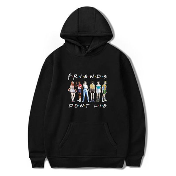 

stranger things mens designer hoodies casual letter printed loose long sleeved hooded pullover sweatshirts fashion men hoodies, Black
