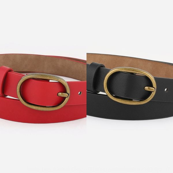 

solid bronze buckle thin ins student all-match solid bronze buckle thin female ins student all-match belt female belt, Black;brown