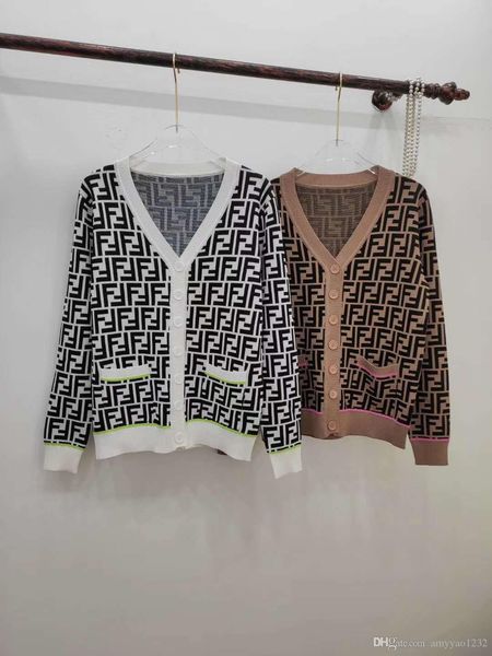 

312 2020 летний бренд тот же стиль свитер кардиган письмо v шеи хаки белый роскошная женская одежда цянь, White;black