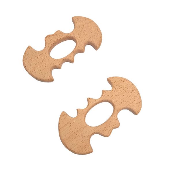 

4pcs food grade beech wooden animal shape batman teether teething pendant shower toys diy gift baby shower bracelet