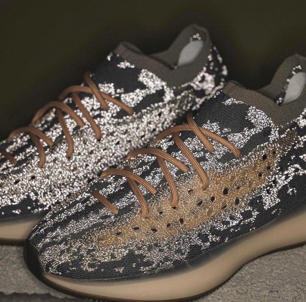 

new authentic 380boost 380 mist running shoes men women kanye west wave runner 3m reflective non-reflective brown sneakers sports with box