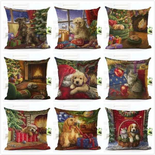 

45cm*45cm pet dogs christmas cushion linen/cotton sofa decoracion pillow