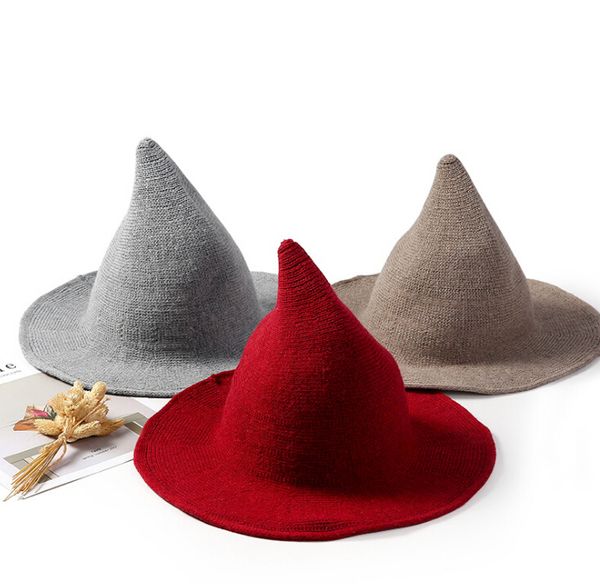 

christmas hat new autumn and winter women's witch pointy woolen hat christmas hat wholesale, Black;white