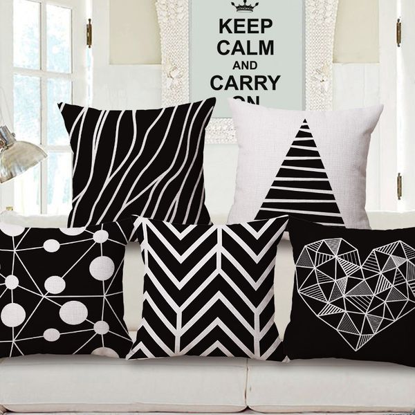 

black and white love hold cotton pillow case classic black line cushion set fashion sofa back cushion