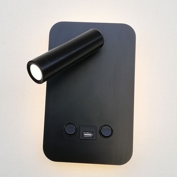 

ch indoor wall lights usb charger 5v 2a dual switched lamp backlight 6w with reading light 3w led working independent white/black