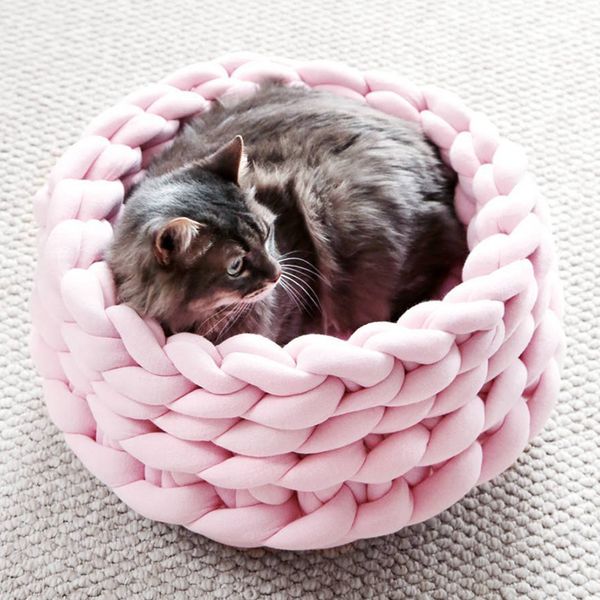 

new-pet dog cat hand-woven nest handmade knit спящий кровать puppy котик cave корзина спальный мешок собаки питомник supplies