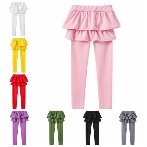 Baby Mädchen Rock Hosen Bonbonfarben Gefälschte zwei Stücke Rock Hosen Solide Mädchen Leggings Hosen Frühling Kinder Kleidung 5 Designs DHW2019