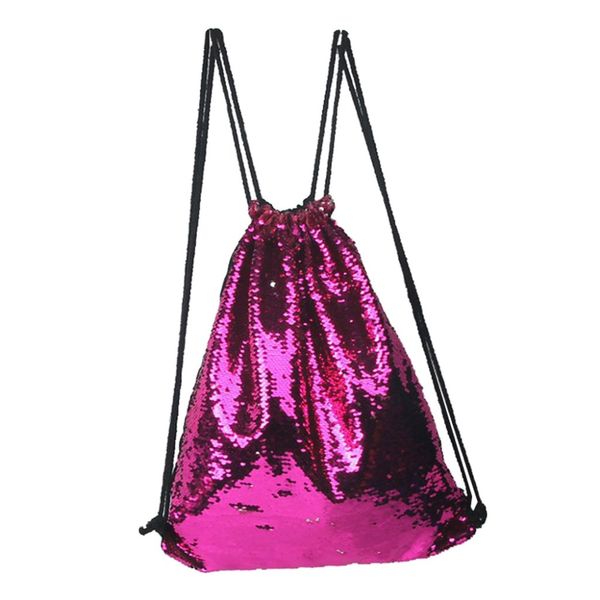 

fashion sequins drawstring backpack bag laser portable casual string knapsack for women shoulder bag travel bags 5 color mochila