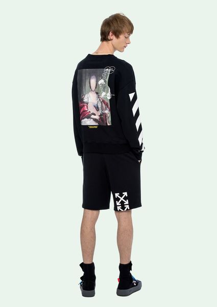

2020 19ss off 19-20fw duchess oil painting round neck terry white sweatshirt hoodies, Black