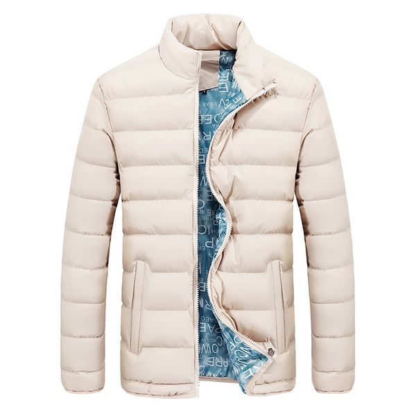 

winter 2018 men with thick collar pure color down cotton-padded jacket leisure cotton-padded clothes, Black