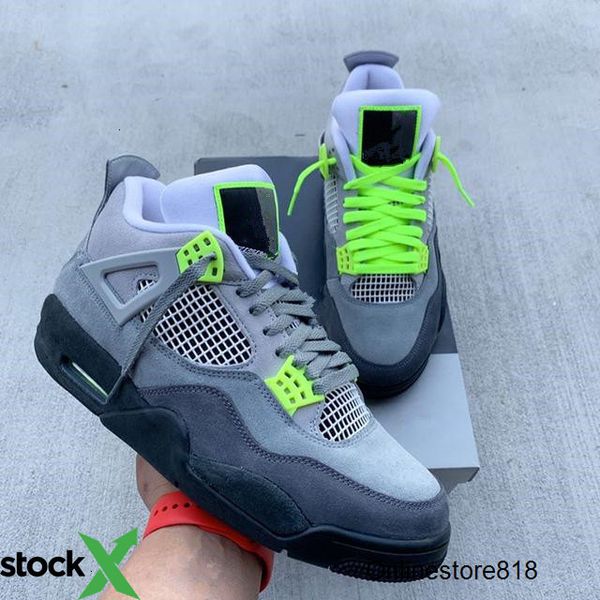 

new 2020 4 iv neon grey low men jordon basketball shoes sports sneakers fashion trainers with box size 7-13