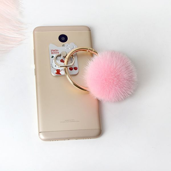 

hair ball car keychain plush cute female bag hanging decoration grass creative women jewelry mobile phone pendant, Silver