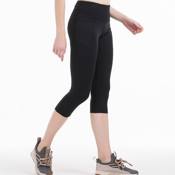 

2020 woman capris 4 way stretch fabric pant with 2 pocket fitness leggings skinny penicl capris, Black