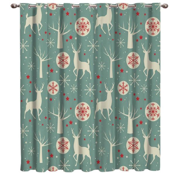 

green christmas elk window curtains dark living room bathroom blackout curtains fabric indoor floral decor window treatment