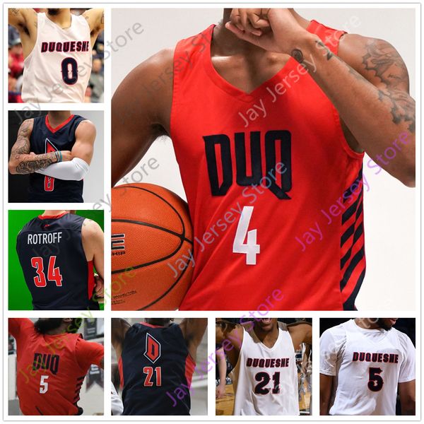 

custom duquesne basketball jersey college sincere carry baylee steele michael hughes maceo austin mcconnell nixon tavian dunn-martin norman, Black;red