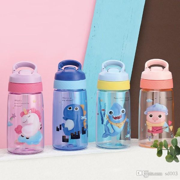 Unicorn Cartoon Cup Plastic Straw Lock Catch Water Bottle Male And Female Students Outdoors Motion Tumbler Portable Lovely 18dyb1