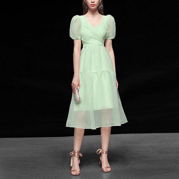 

seifrmann fashion runway designer midi dress women solid puff sleeve belted elegant holiday slim vintage solid summer dress 2020, Black;gray