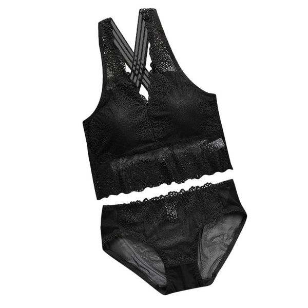 

lace wireless bra set fashion seamless lingerie bra set wireless panty women intimates lace underwear sets#0227g30, Red;black