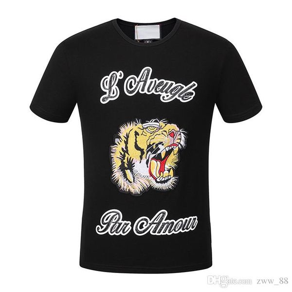 

19ss men's lastest fashion short sleeve tiger printed t-shirt funny tee shirts hipster o-neck cool u01, White;black