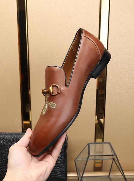 

italian style luxury men shoes slip-on formal dress leather shoes fashion flats loafers big size wedding party shoe, Black