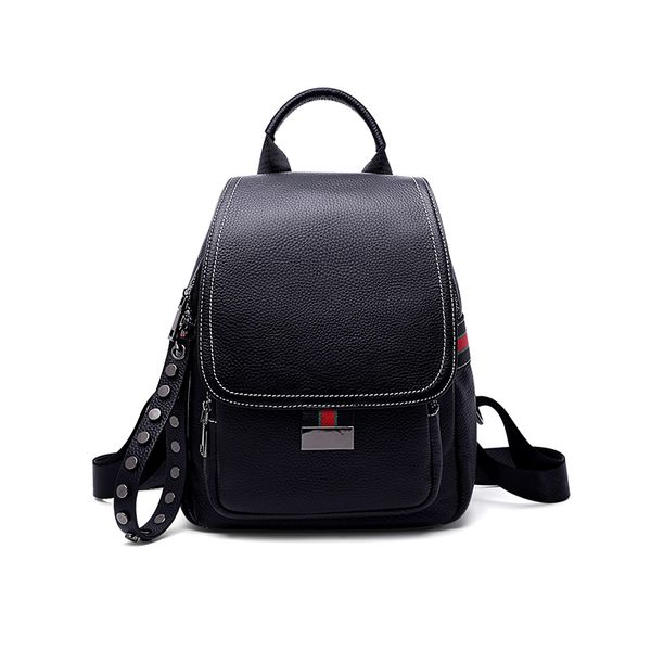 

both shoulders package woman genuine leather 2019 joker head layer cowhide backpack ma'am leisure time bag soft leather woman