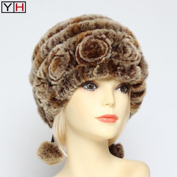 

winter lady genuine rex fur hat women warm soft real rex fur cap fashion knitted 100%natural beanies hats, Blue;gray