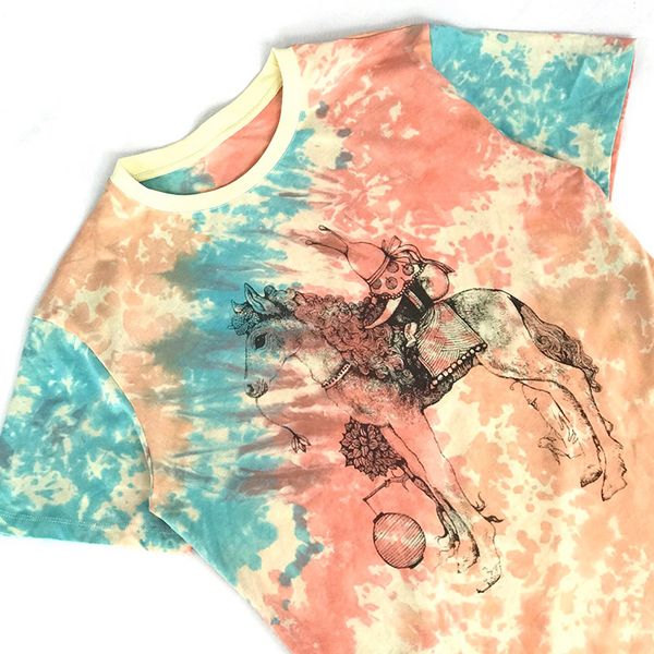 

мужского конструктор футболка correct version ins summer new g главное популярная марку tie-окрашенной мультфильм лошадь gradient печати чис, White