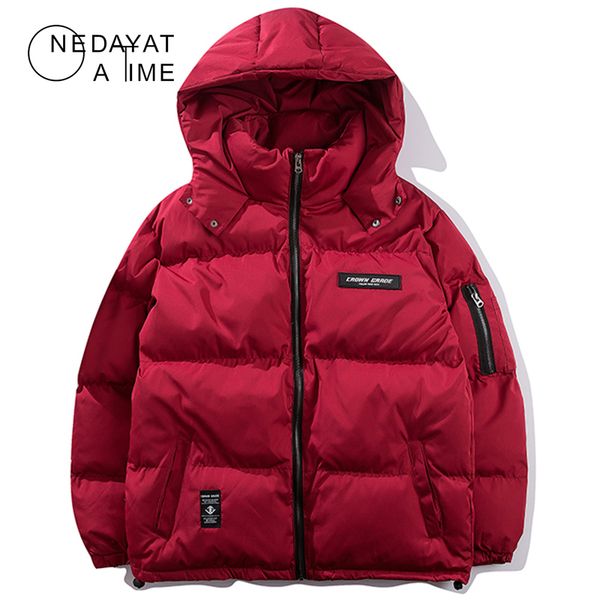 

winter streetwear hip hop jacket parka padded fashion bomber detachable hooded thick coat men metal silver jackets windbreaker, Black