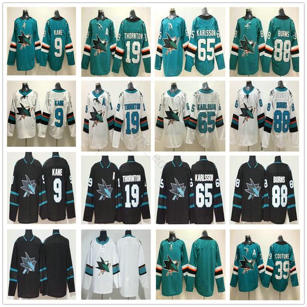 

stitched san jose sharks ice hockey jerseys evander kane joe thornton logan couture brent burns erik karlsson men women kids youth jersey, Black;red