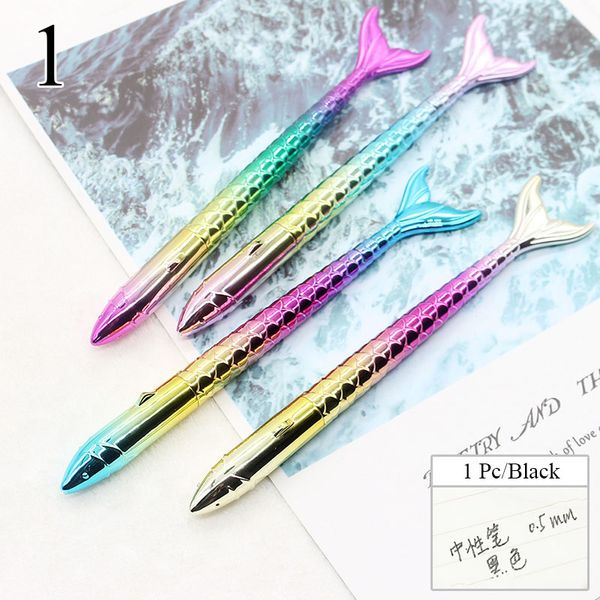 

creative gradient ballpoint pen kawaii mermaid pen novelty ball pen for kids girls gifts school office supplies stationery luxury pens, Blue;orange