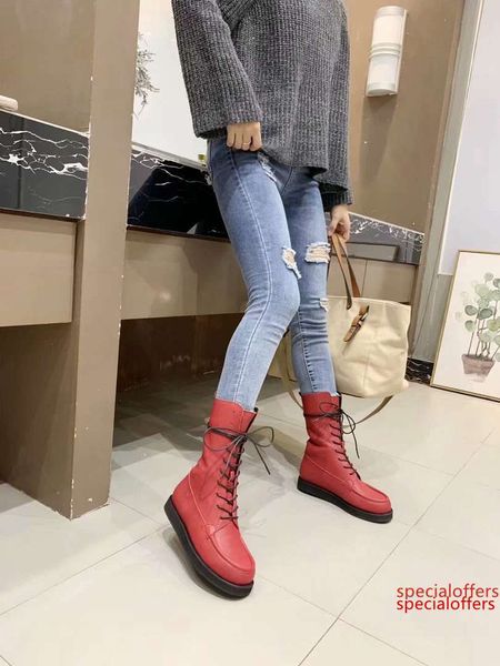 

vintage sheepskin face female british wind frosted martin boots new ins super fire in the tube sheep leather motorcycle boots, Black