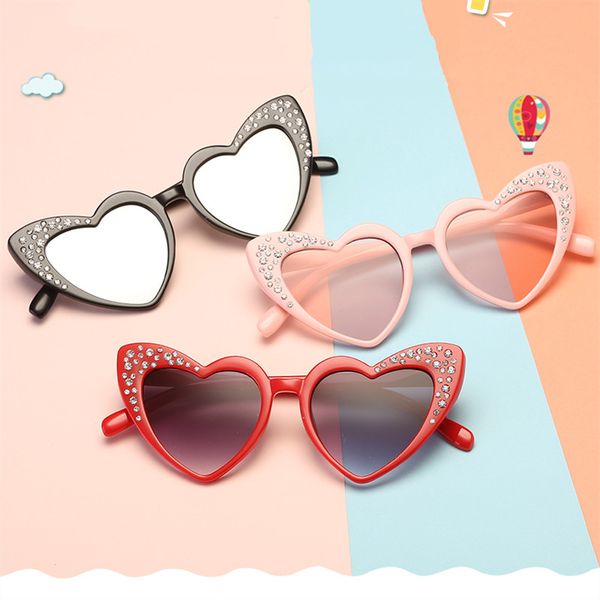 

пластиковые детские солнцезащитные очки сердце градиент дети sunglass бренда зеркало pink мальчики солнцезащитные очки uv400 gafas de sol, White;black