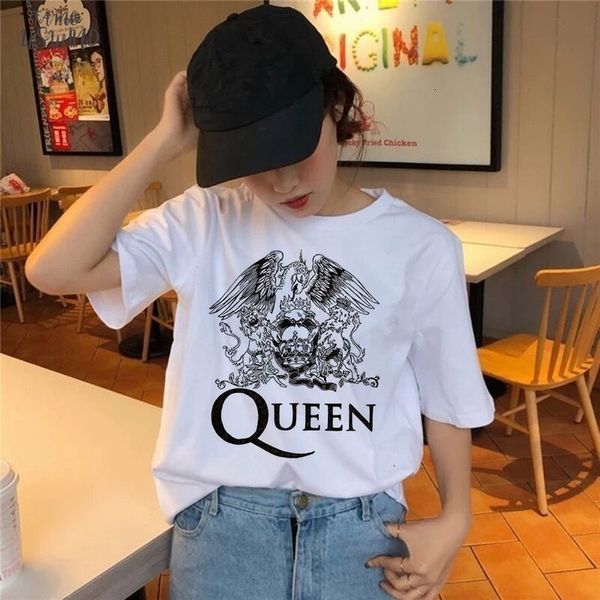 

freddie mercury t shirt the queen band t shirt women hip hop casual tshirts harajuku female tee shirts streetwear, White