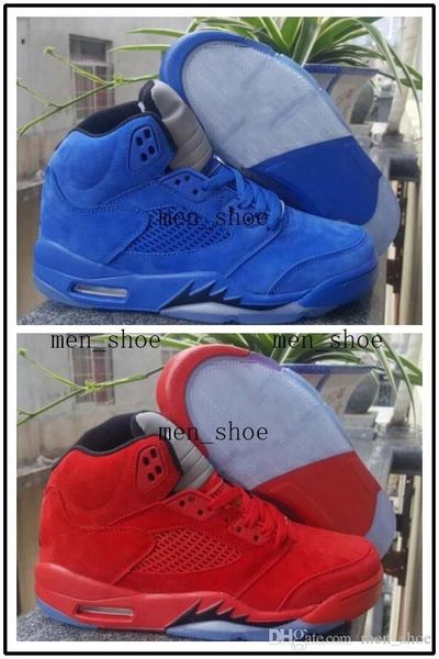 

men 5 v raging bull red suede tongue reflect basketball shoes 5s bull blue sneakers shoes size41-47 with shoes box