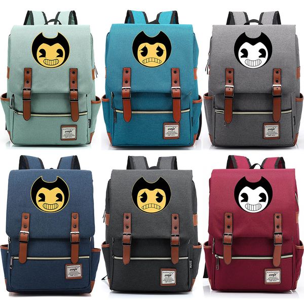 

games bendy and the ink machine emoji boy girl student school bag teenagers schoolbags canvas women bagpack men belt backpack