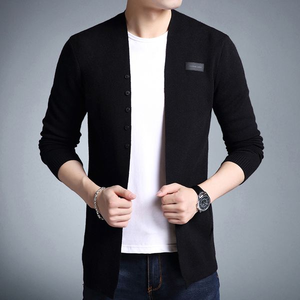 

new jumpers knitwear warm sweater mens cardigan autumn casual wool cotton thick fashion brand slim fit clothing, White;black