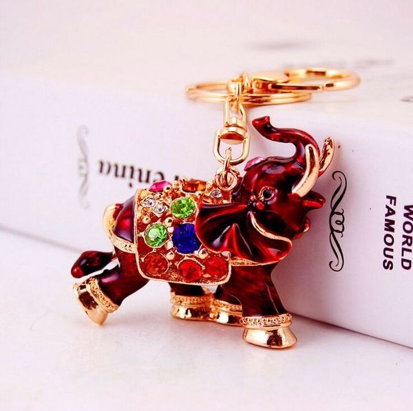 

3d crystal rhinestone elephant keychain keyring metal car keychains purse charms handbag pendant metal animal pendant keychain, Silver