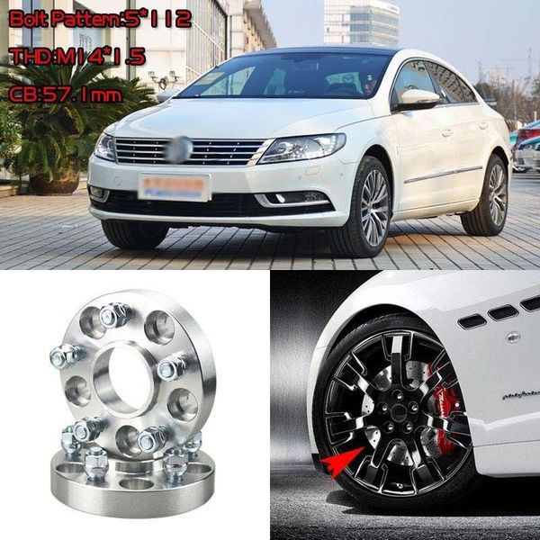 

4pcs 1" wheel spacers adapters 5 lug 5x4.4"/5x112-14x1.5 studs for vw cc 2008