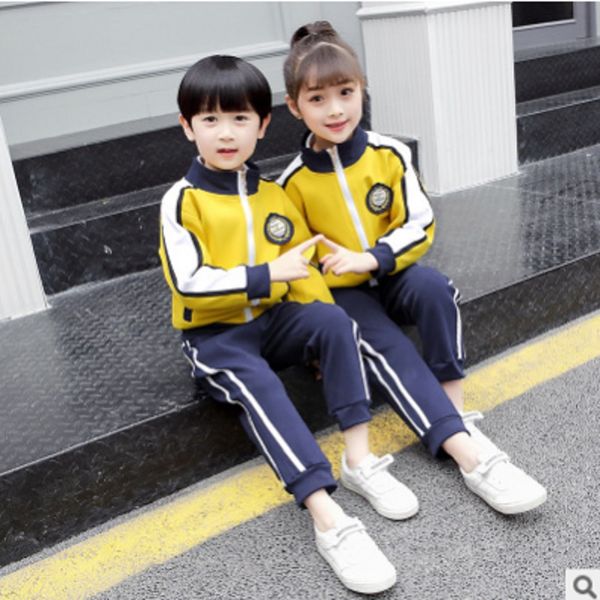 

boys and girls school uniforms clothing set 2020 spring children 's class uniforms primary and secondary school students ly064, White