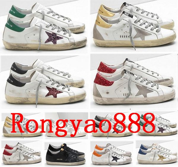 

лучшее качество италия марка multicolor каблука golden superstar db designer кроссовки мужские / женская обувь белый повседневная обувь разм, Black
